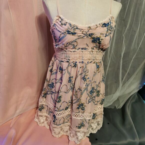 Ank Rouge Size Small Pink Camisole Mini Dress Cami Lace Summer Party Pastel Y2K - Picture 1 of 16